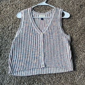 Multicolored Button Up Sweater Tank